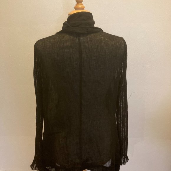 Crea Concept Longsleeve Mixed Media Wrap Jacket (Black) - Picture 8 of 11